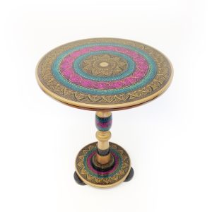 Hand Embroidered Decorative Table (Gold)