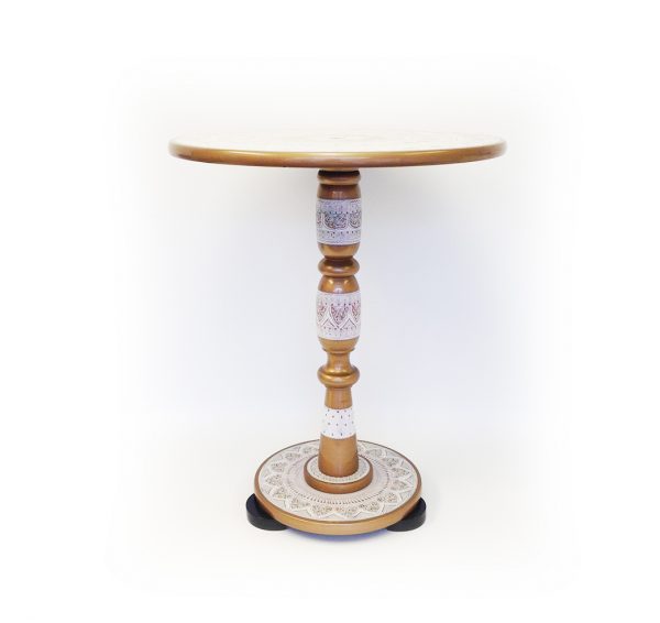 Hand Embroidered Decorative Table (White)