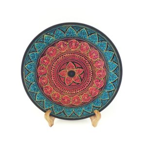 Blue Maroon Wooden Plate with Stand